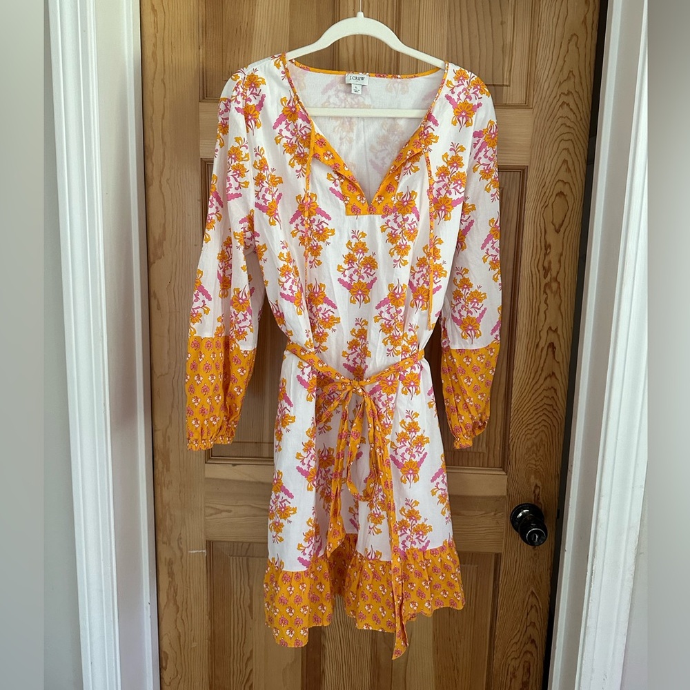 J. Crew Floral Midi Dress - White and Orange